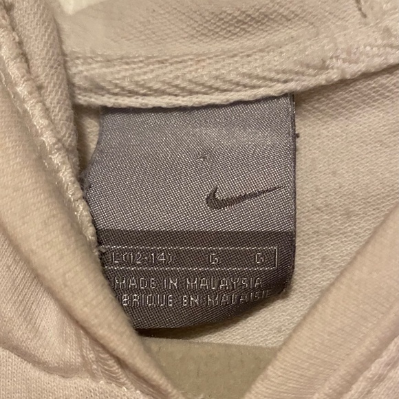 VINTAGE Nike Navy White Striped Hoodie Pullover Kids Large (12-14) - Picture 2 of 3